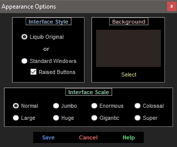 Appearance Options - Liquib Original Interface Style