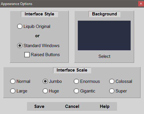 Appearance Options - Standard Windows Interface Style