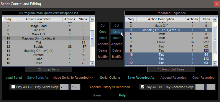 Liquib Script Control and Editing