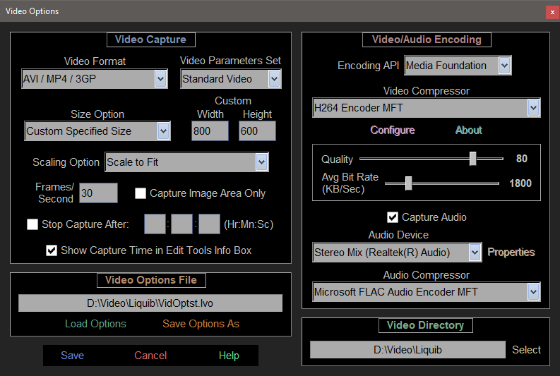 Liquib Video Options